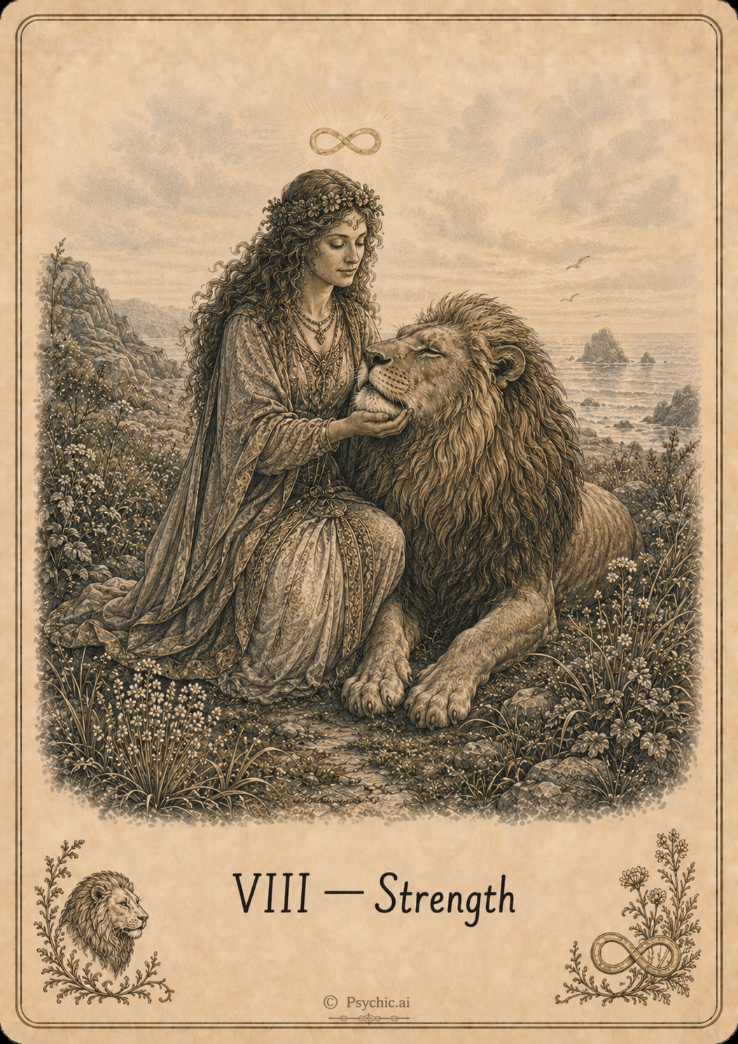 Strength tarot card illustration